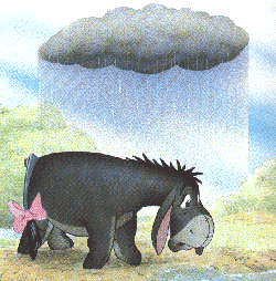 Poor Eyeore is under a black rainy cloud 
