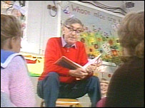 Charles Causley reading to children, something he loved to do.