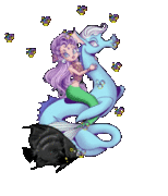 blue sea horse + mermaid