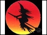 witch on broom red moon left